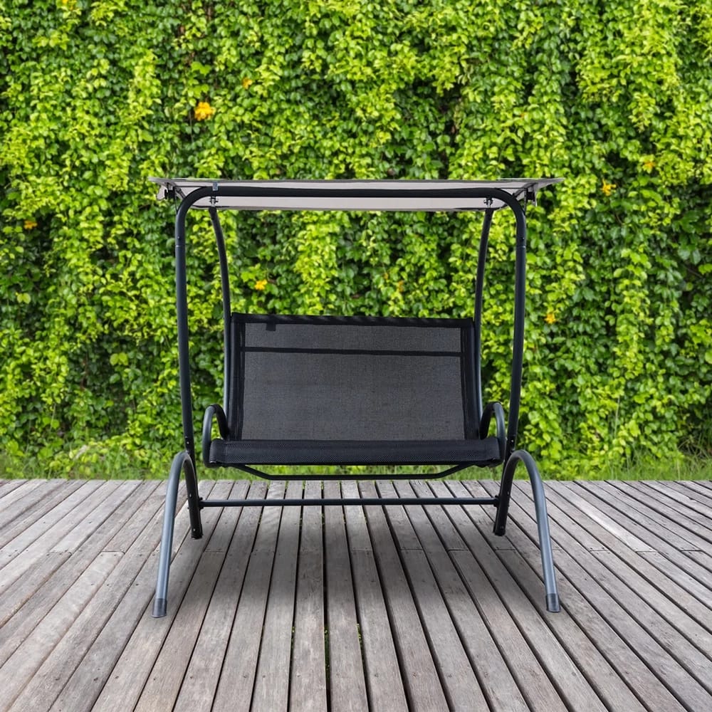 Island Retreat Sea Breeze Cool Mesh Dual Swing With Canopy, Black/Light Grey