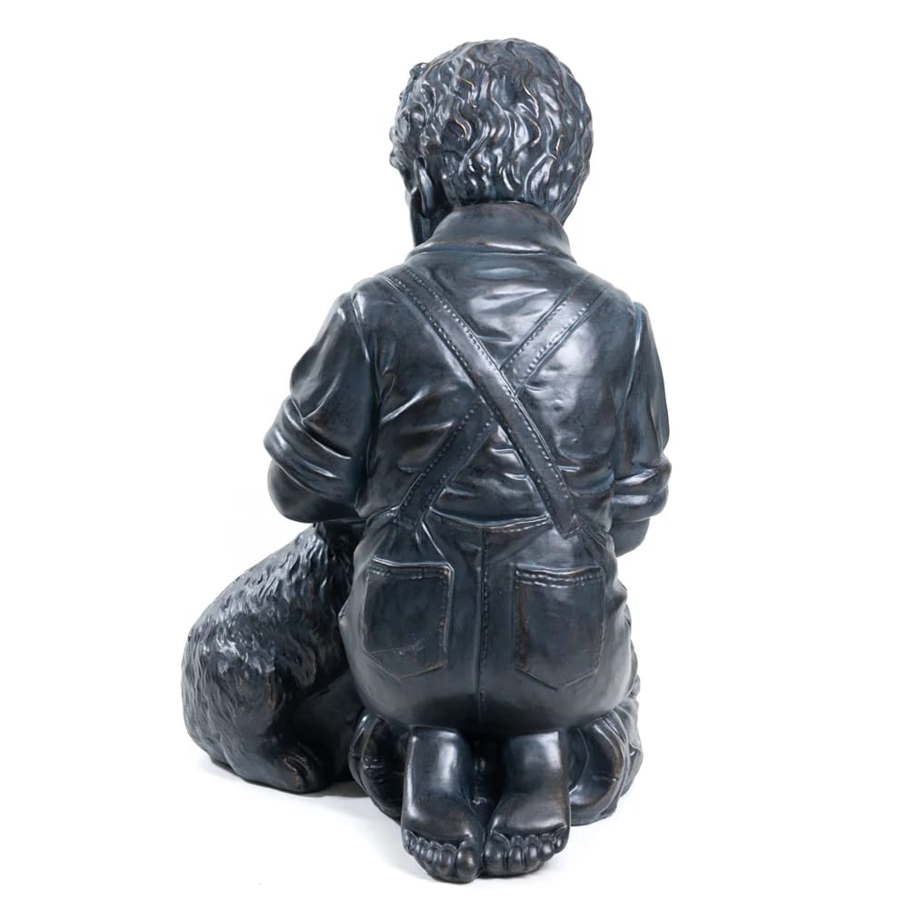 34" Boy with Puppy Garden Statue