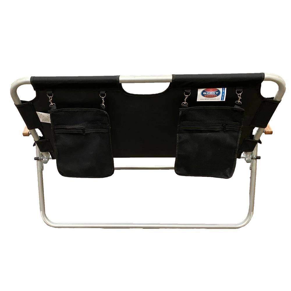 Tailgater 2-Person Folding Aluminum Chair, Black