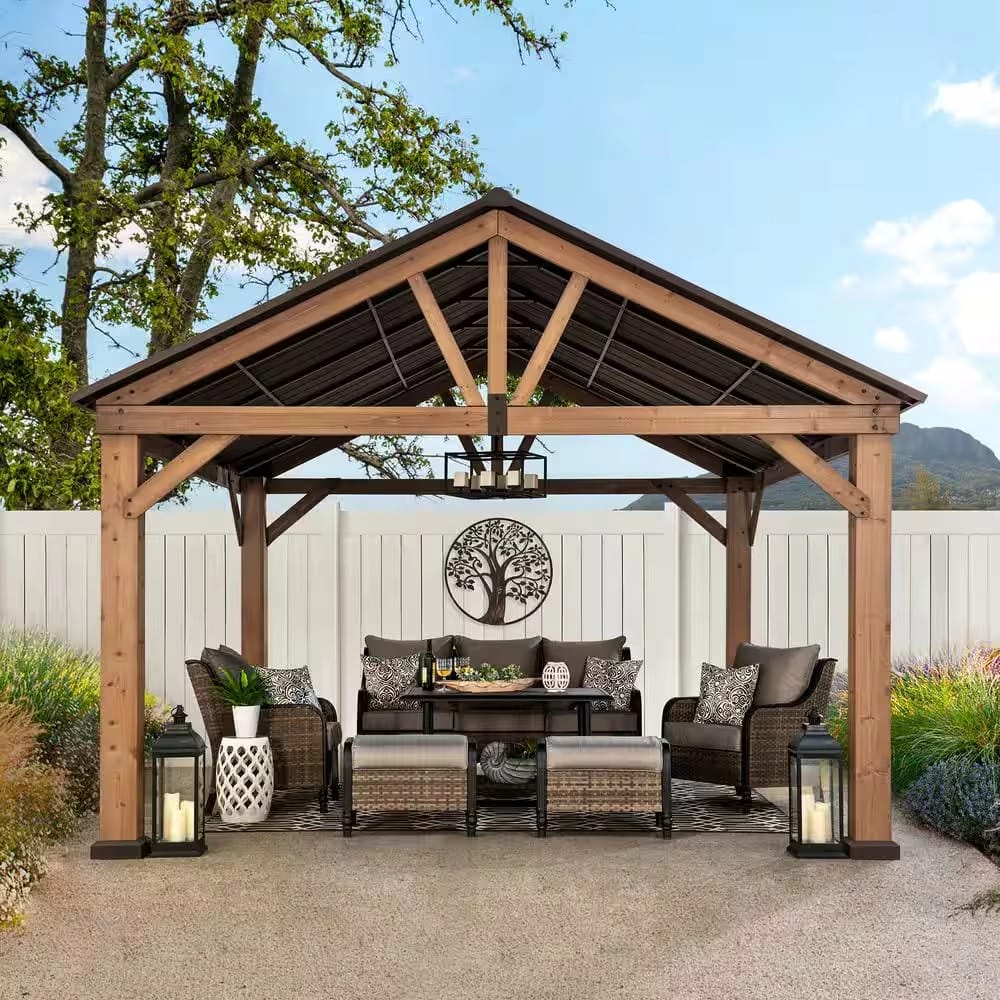 Liberty 13' x 15' Cedar Wood Hard Top Gazebo
