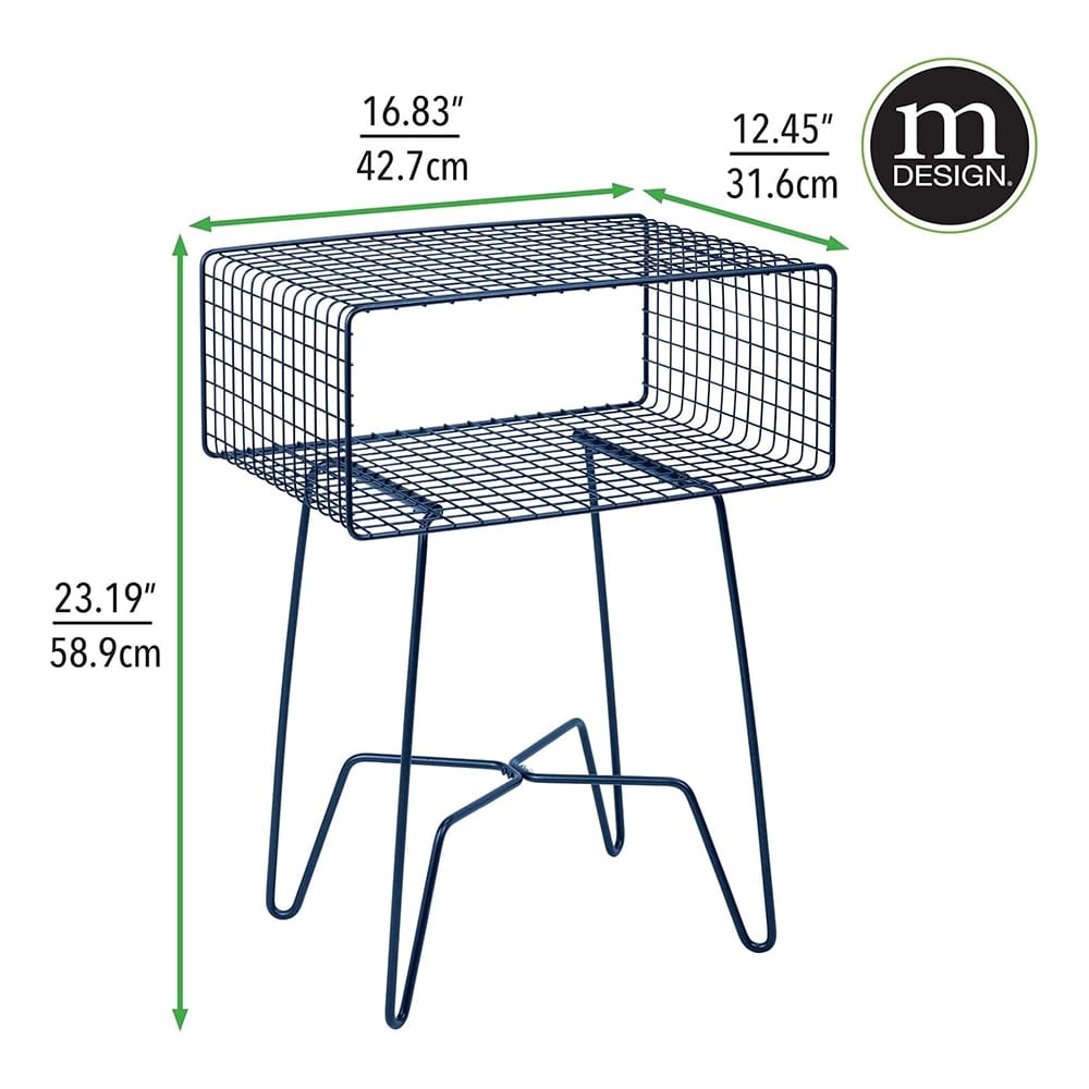 mDesign Modern Side Table, Navy Blue