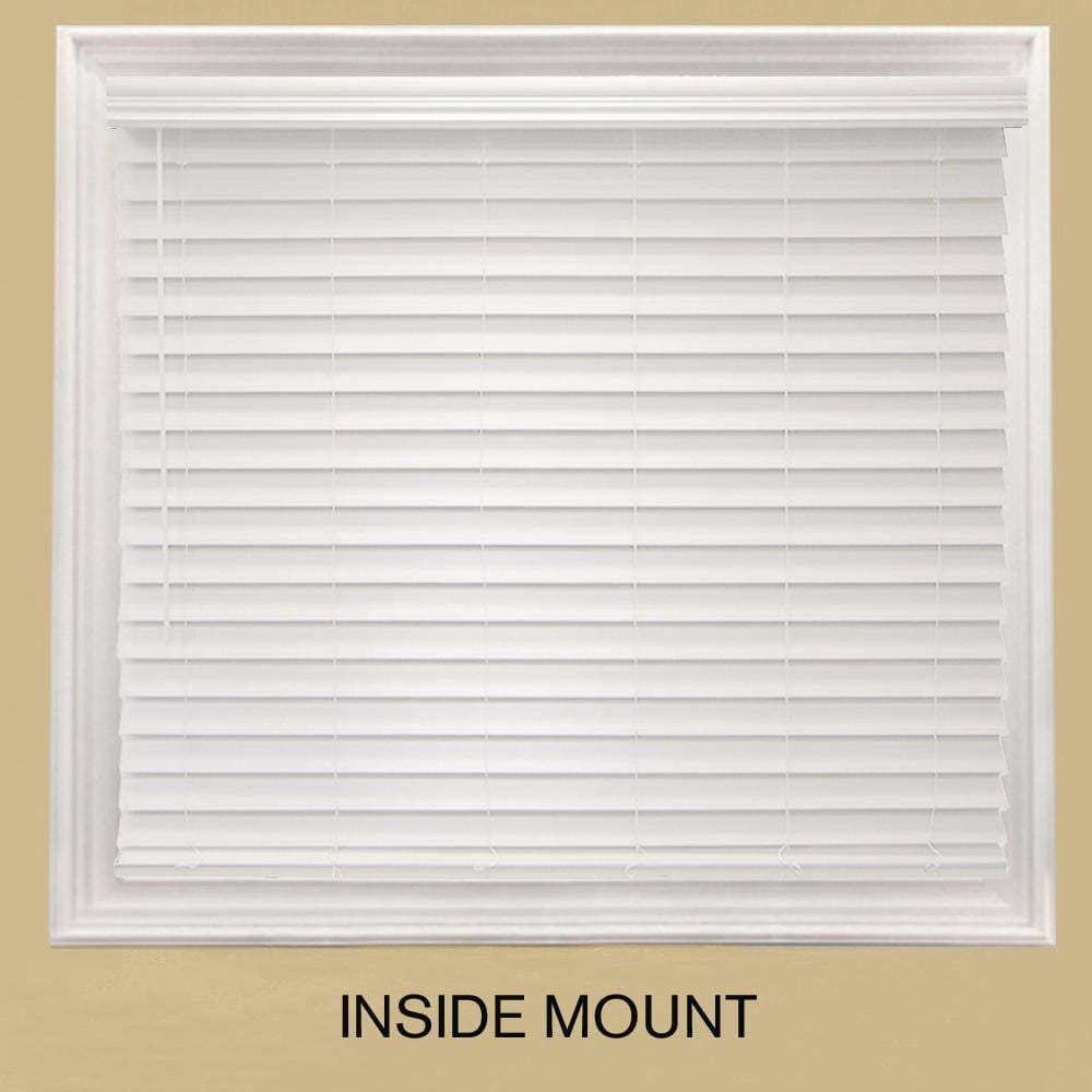 Cordless Premium Faux Wood Blinds with 2.5" Slats, White, 31" x 64"