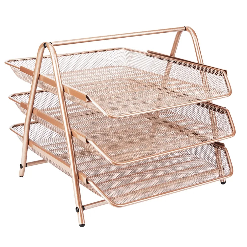 3 Tier Rose Gold File Tray