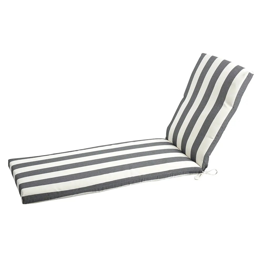 Outdoor Chaise Cushion, Black Stripe