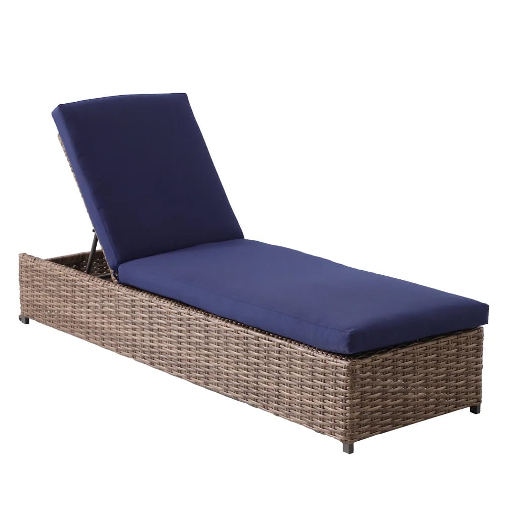 Hampton Bay Fernlake Resin Wicker Lounge Chair, Brown/Navy