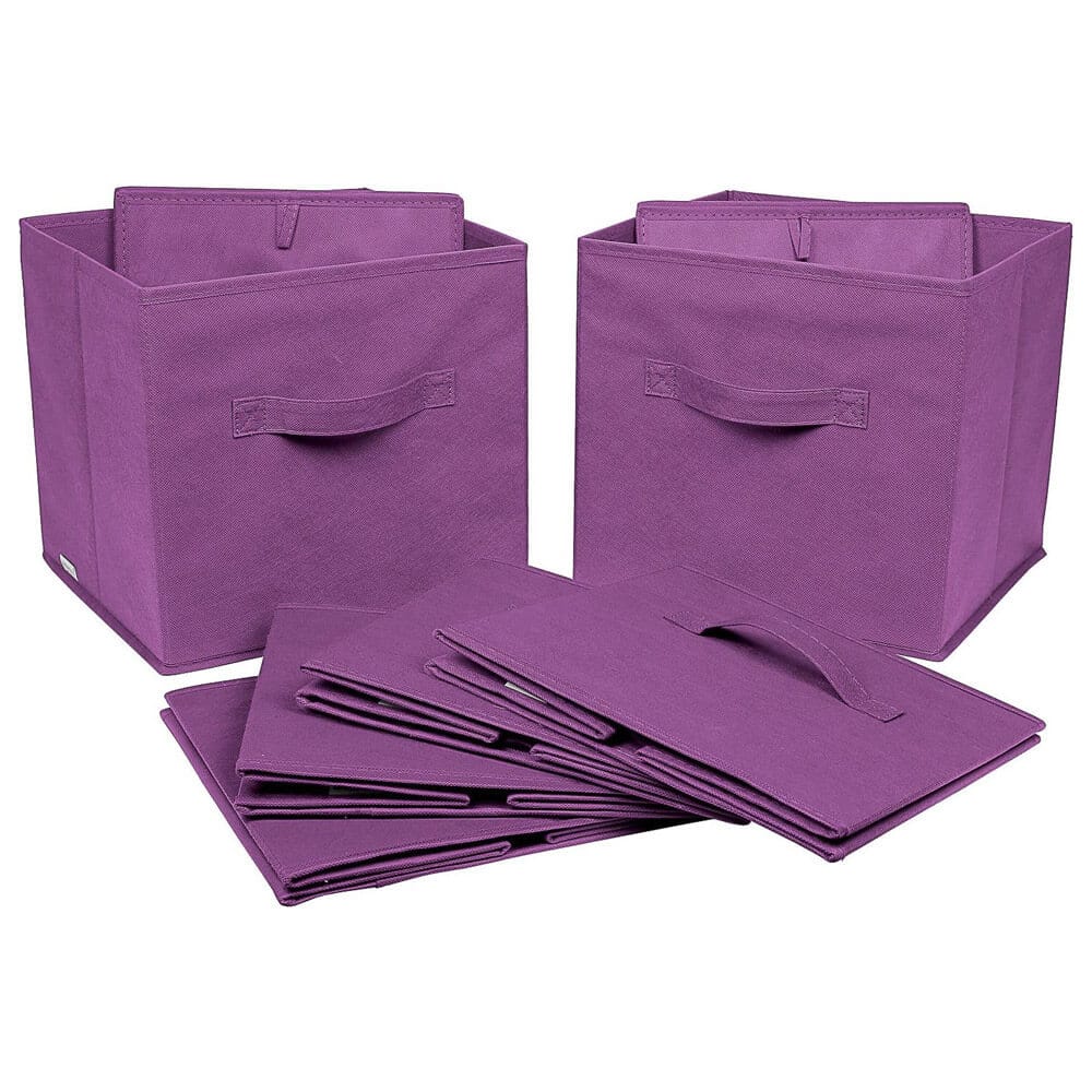 Greenco Foldable Storage Cubes, Set of 6, Purple