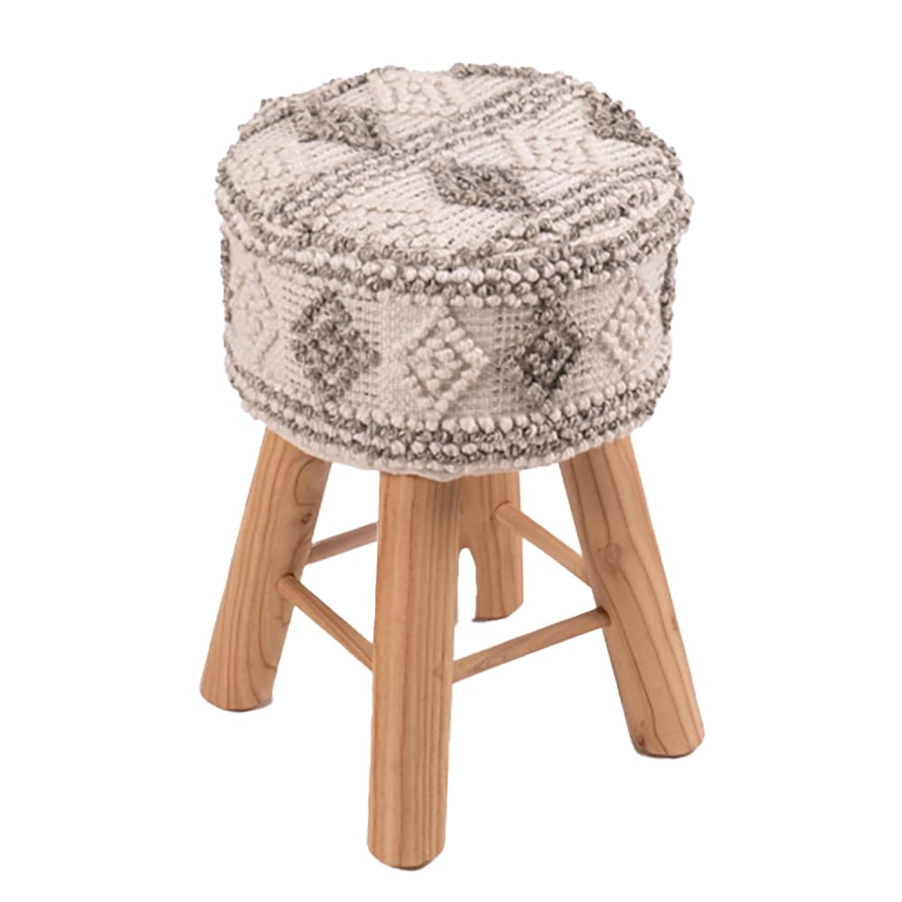 Albany Living 24" Upholstered Patterned Stool, Cream