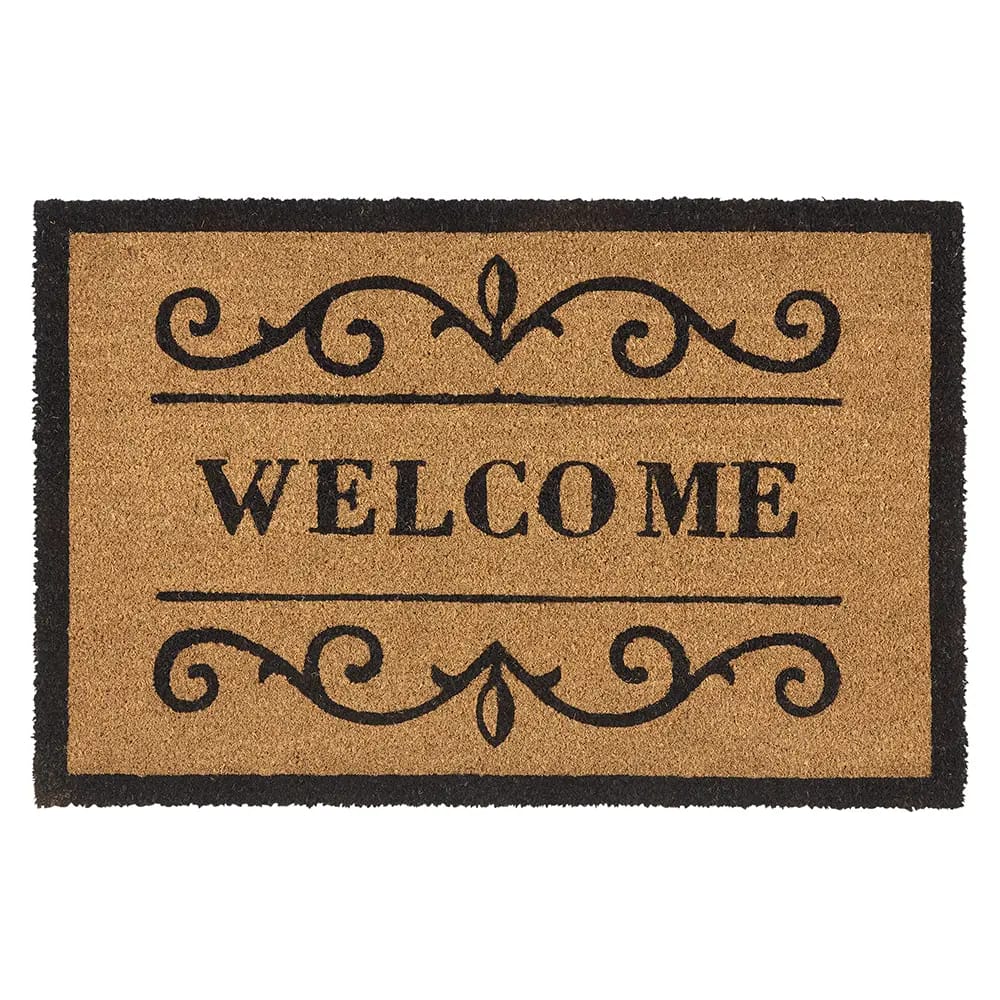 Floral Coir Doormat, 23" x 35"