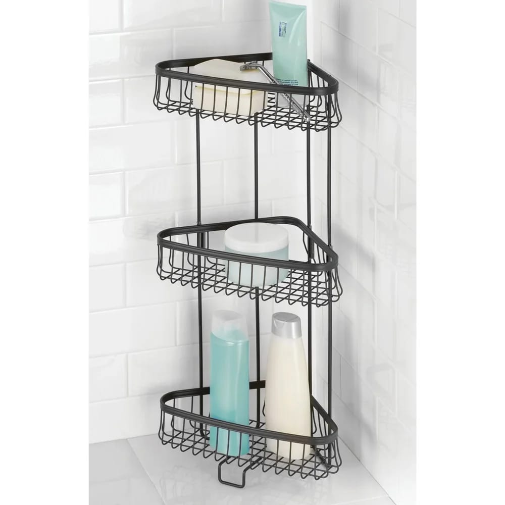 mDesign 3-Tier Shower Shelf, Black
