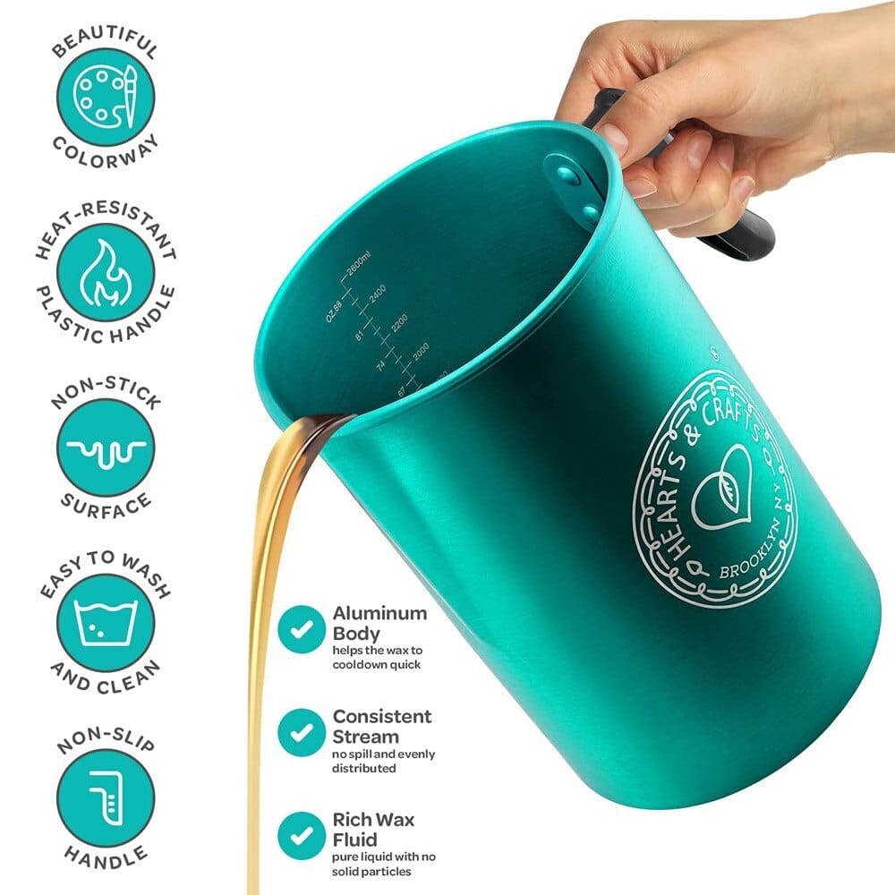 Hearts & Crafts 64 oz Aluminum Candle Making Pouring Pot, Teal