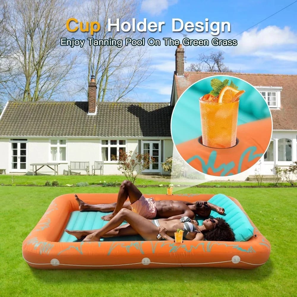 Sunrio 80" x 50" Inflatable Pool Lounger Float, Orange