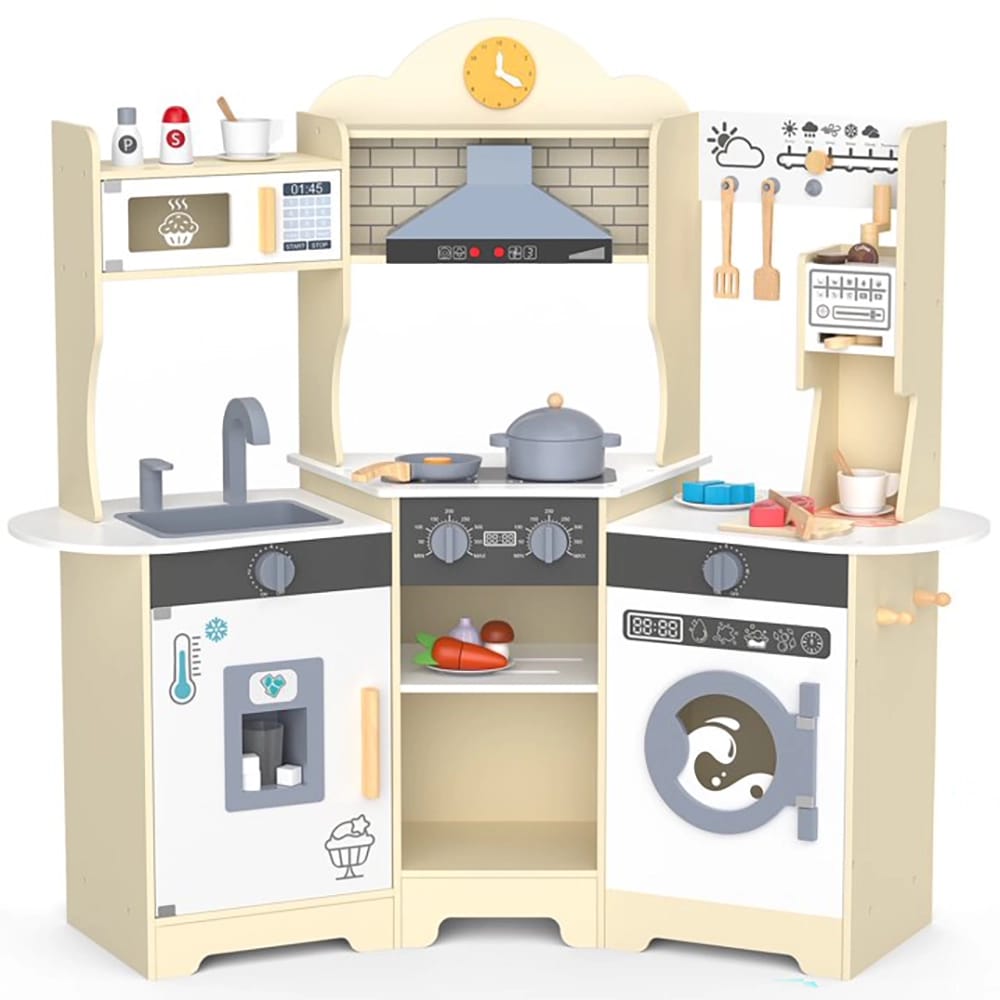 X-Large Wooden Kids Play Kitchen, Yellow