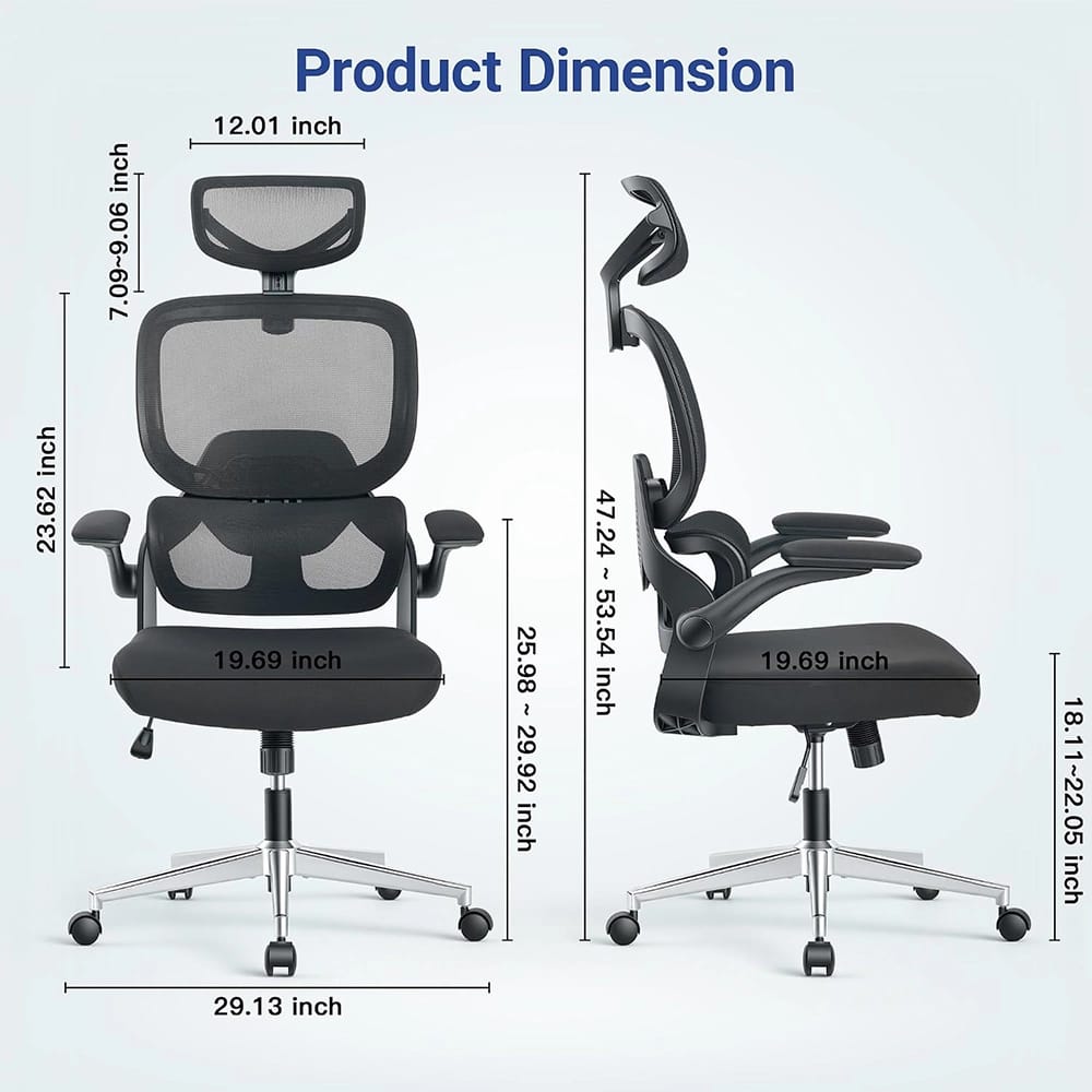 FAMSINGO Ergonomic Office Chair with Full Mesh Seat & Back, Black
