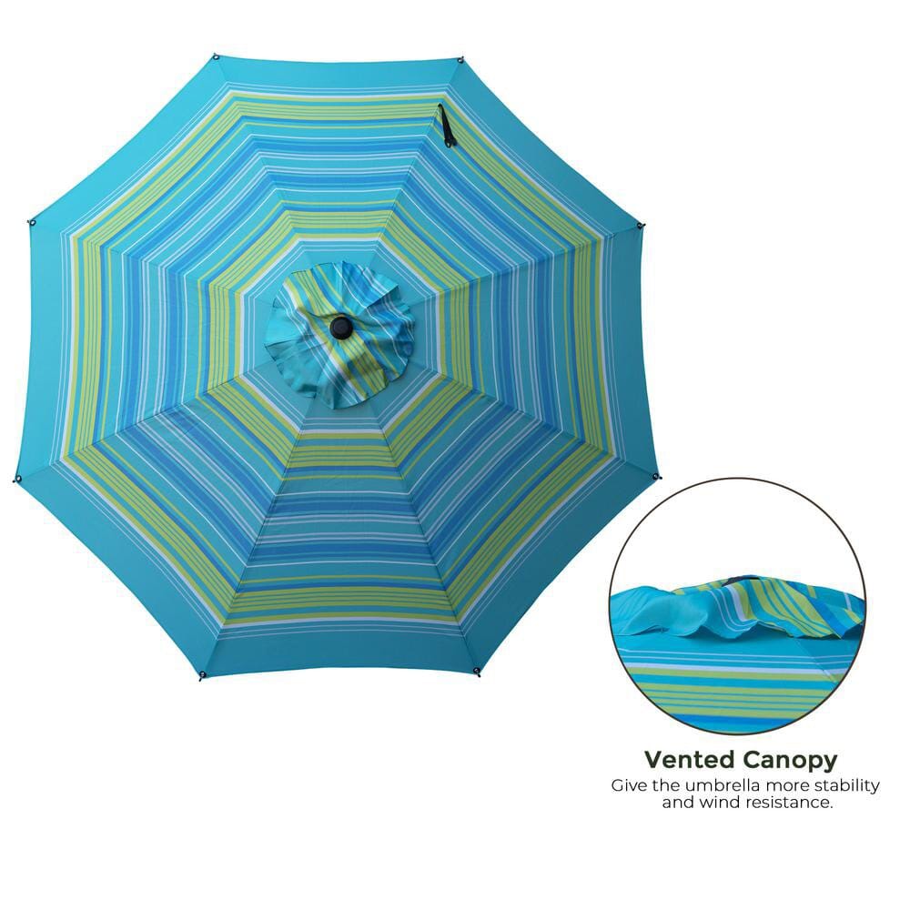 Abba Patio Outdoor Market Umbrella, 11', Turquoise Stripe