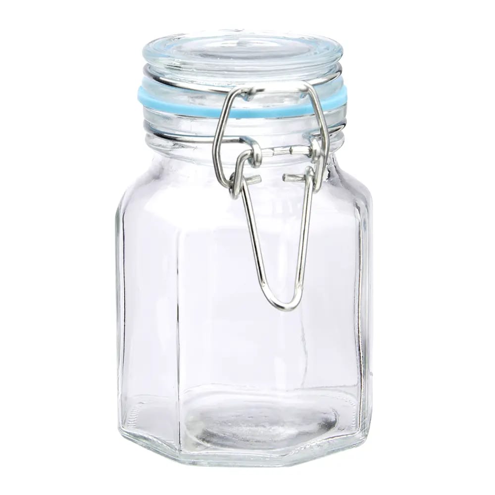 Spice Jar Glass 3oz, Octagon with Flip Top Lid