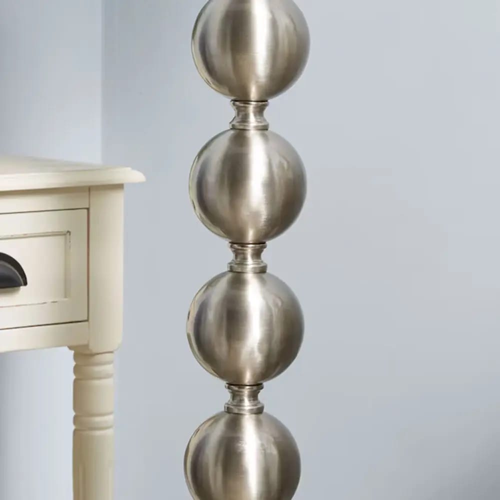 Allen + Roth Hatton Shaded Floor Lamp, Brushed Nickel