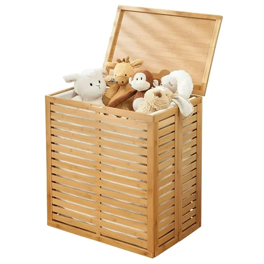 mDesign Bamboo Laundry Hamper, Natural