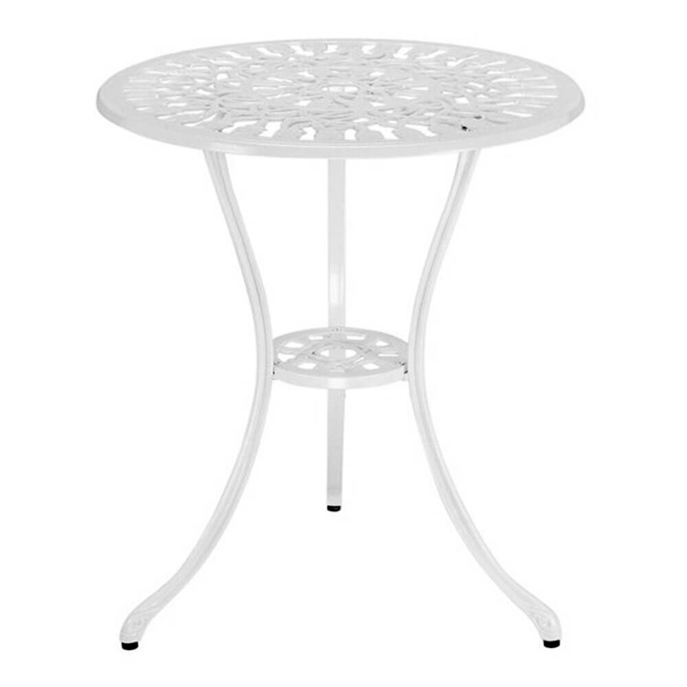 3-Piece Cast Aluminum Outdoor Bistro Set with Tulip Design, White
