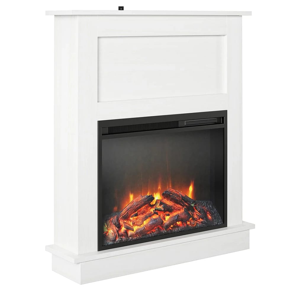 Ameriwood Home Ellsworth Electric Fireplace with Mantel, White