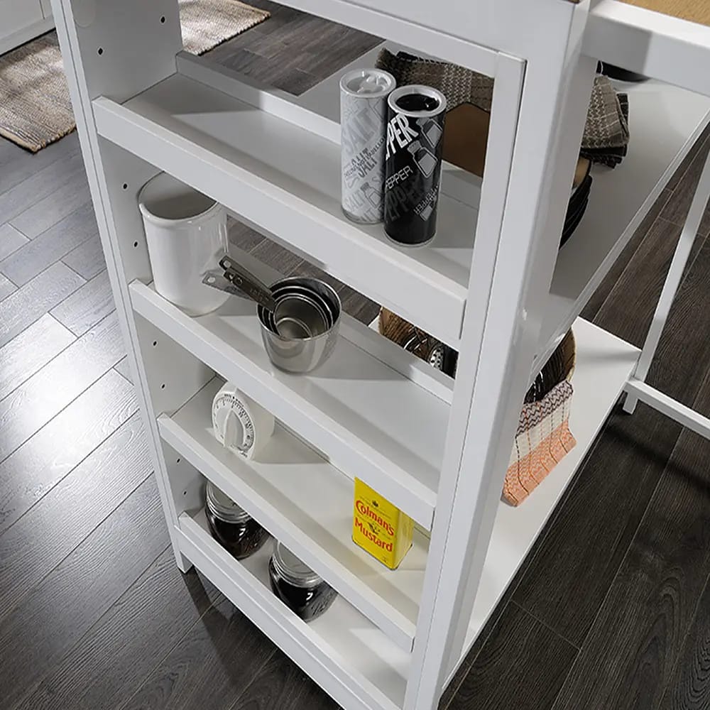Sauder Wood and Metal Kitchen Island with Storage, White