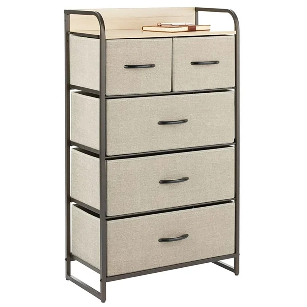 mDesign Tall 5-Drawer Dresser, Bronze/Linen