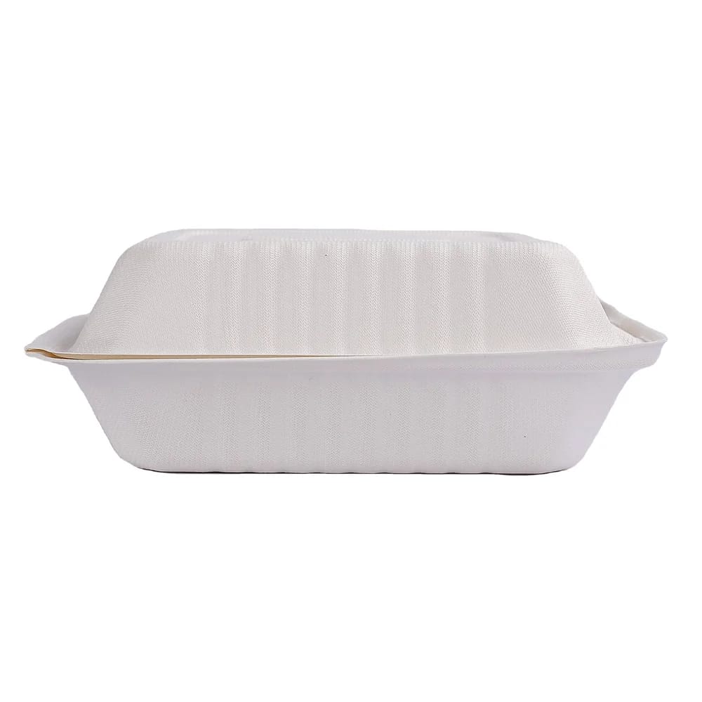 Ecoware Biodegradable 8" 3-Compartment Clamshell Container, 100 Count