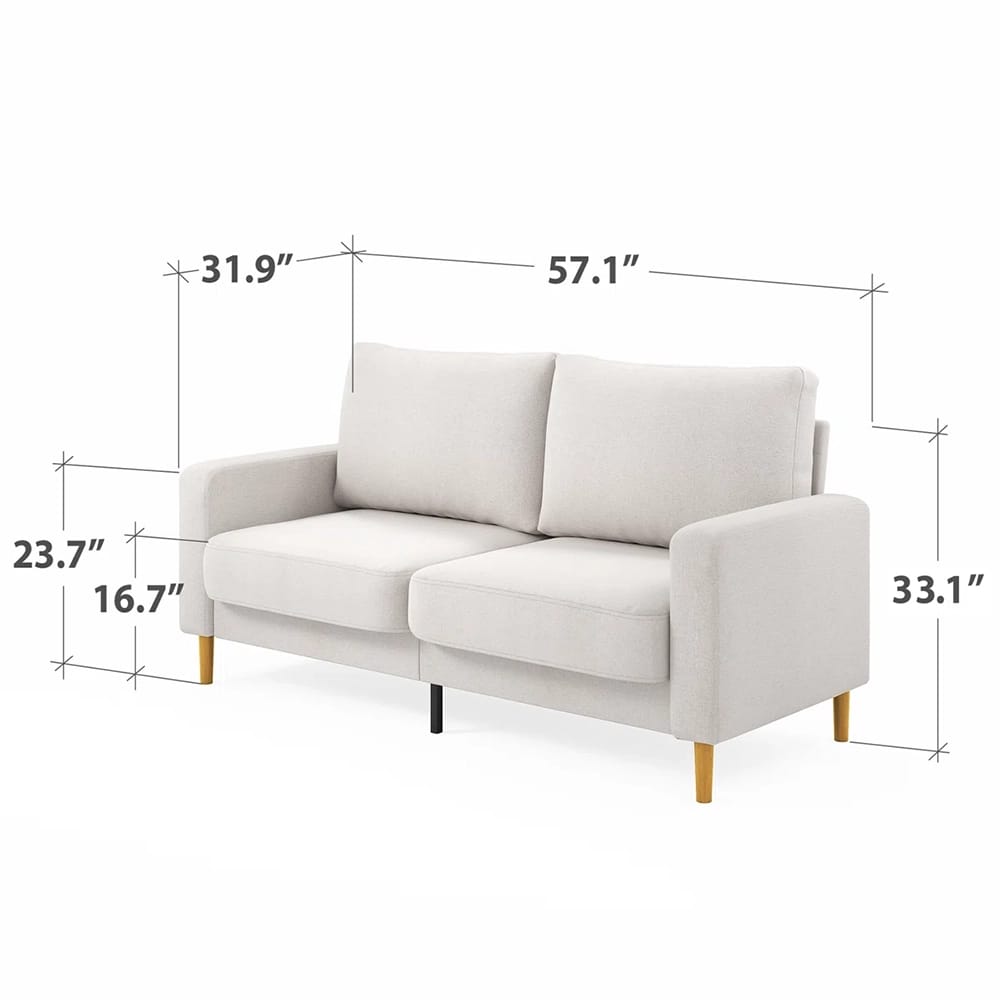 Zinus Colton Upholstered Loveseat, Off White