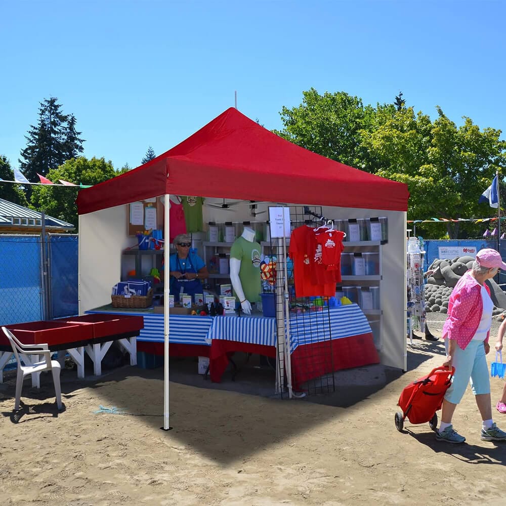 10' x 10' Pop-Up Canopy Tent with 5 Sidewalls, Red