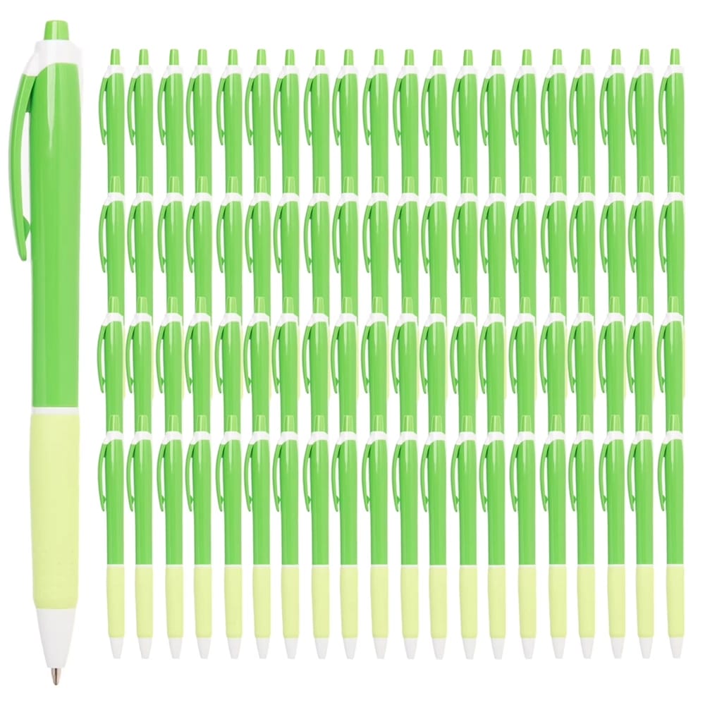 Simply Genius Ballpoint Retractable Pens with Black Ink, Green, 100 Pack