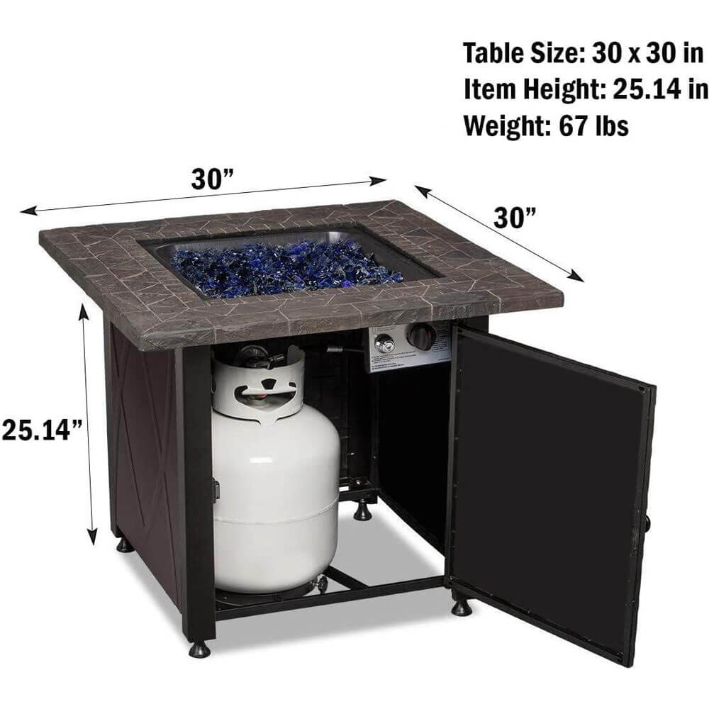 Endless Summer 30" Outdoor Propane Gas Fire Pit, 30,000 BTU, Blue Fireglass