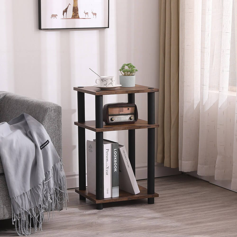 Turn-N-Tube End Table, Set of 2, Rustic Brown/Black