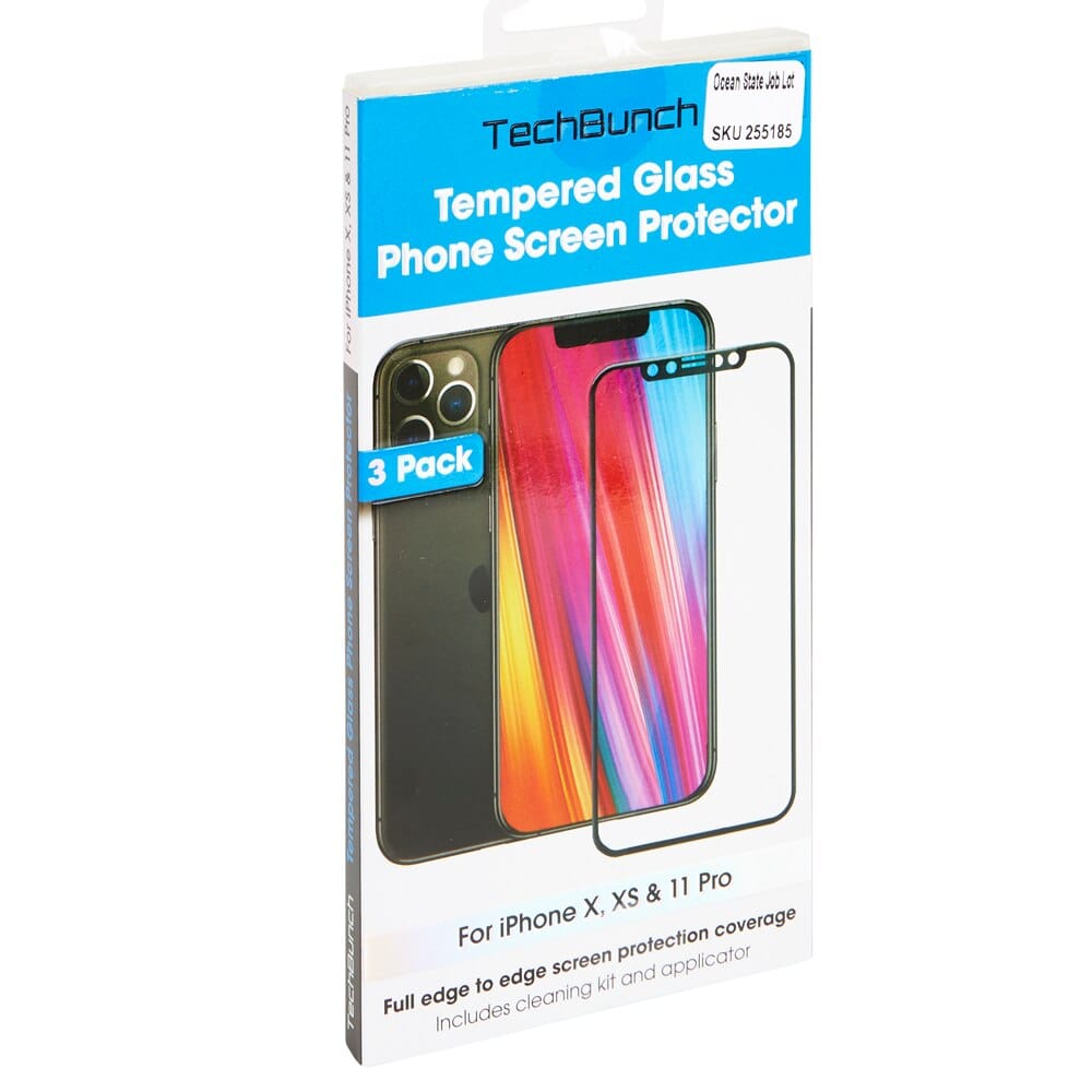 TechBunch Tempered Glass iPhone X, XS, and iPhone 11 Pro Screen Protectors, 3-Count