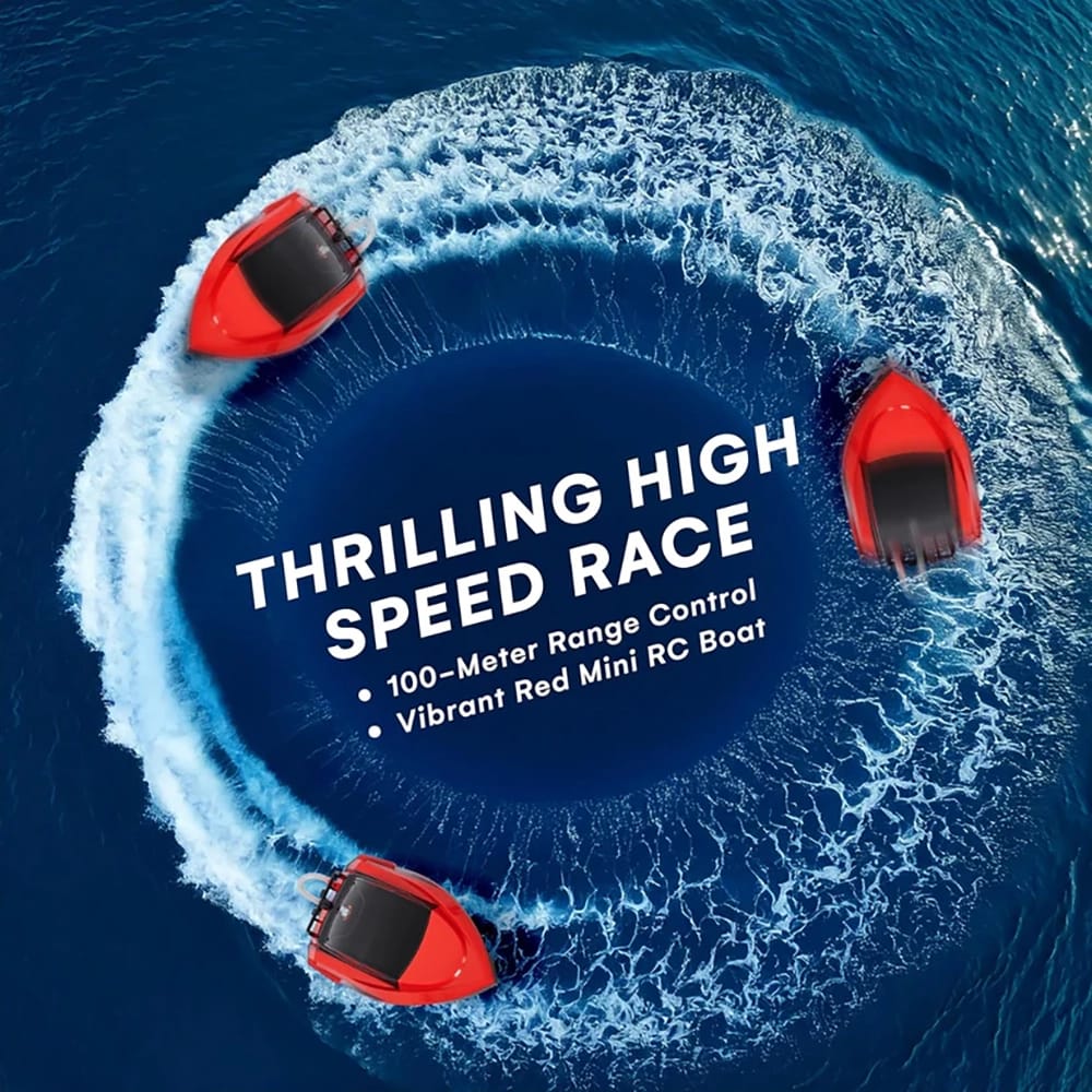 Top Race High-Speed Plastic RC Boat, Red