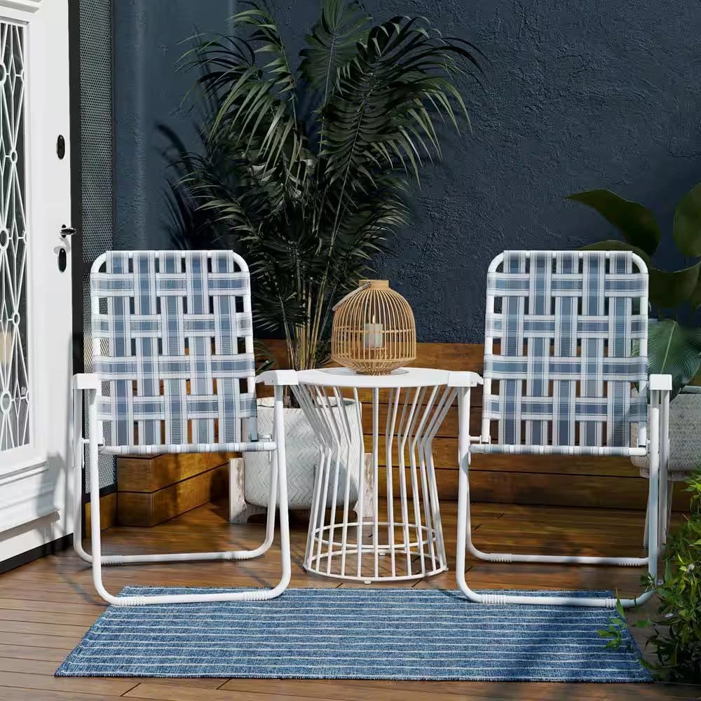Novogratz Steel Folding Chairs, French Blue, 2 Pack