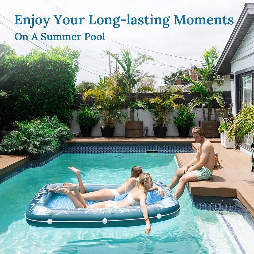 Sunrio 80" x 58" Inflatable Pool Lounger Float, Blue
