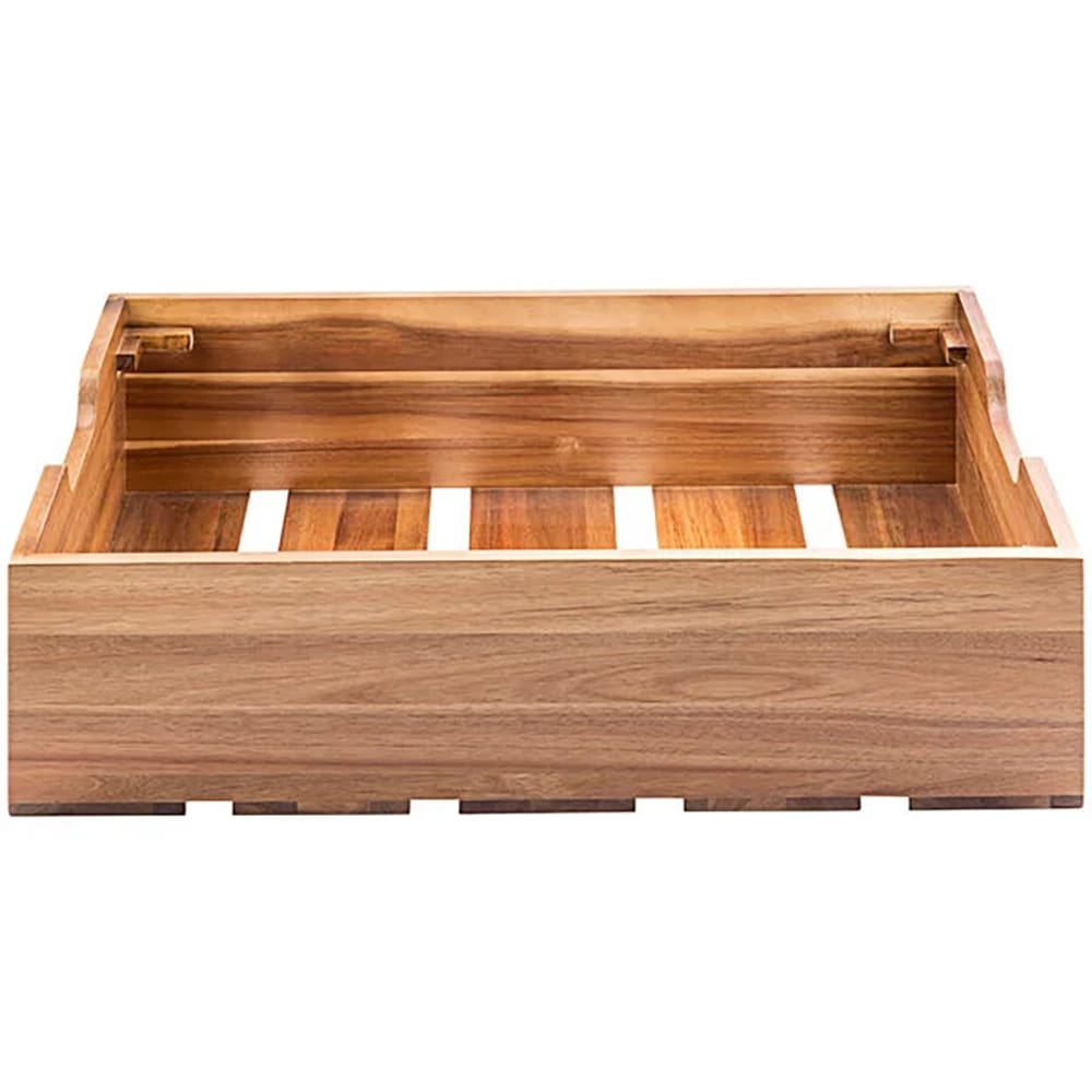 TableCraft Full Size 7 3/8" Deep Acacia Wood Food Box