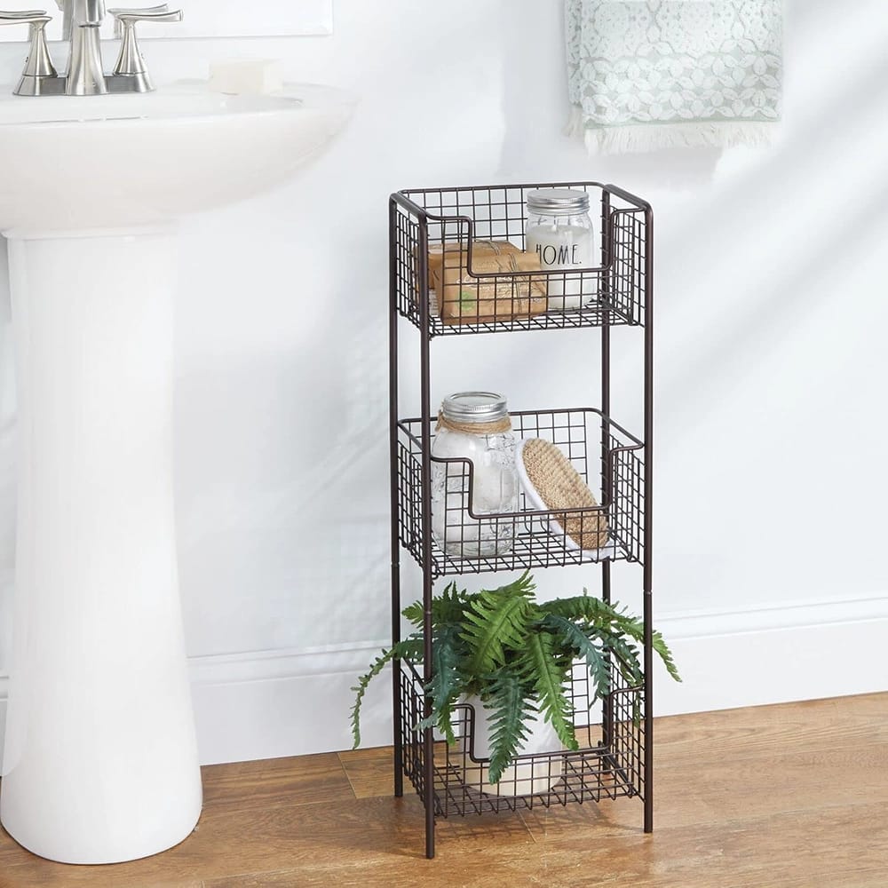 mDesign 3-Tier Vertical Standing Shelving Unit, Bronze