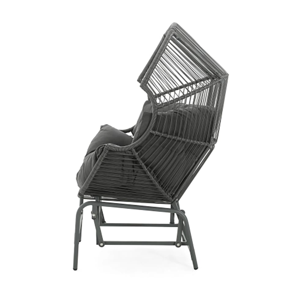 Palos Outdoor Wicker Glider Chair with Cushion, Dark Gray