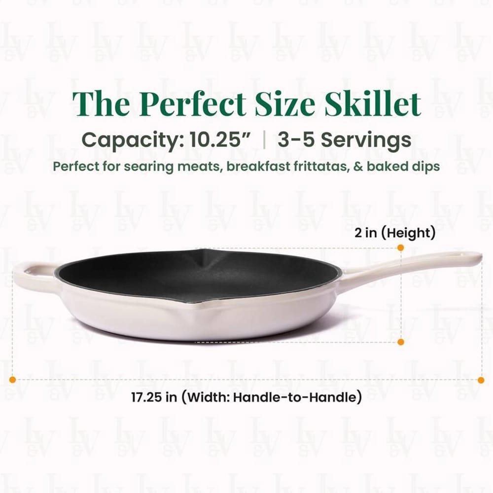 Larder & Vine 10" Enameled Cast Iron Skillet, Stone