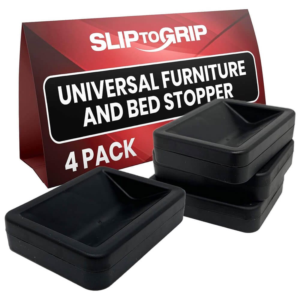 SlipToGrip Universal Furniture & Bed Stopper, Set of 4, Black