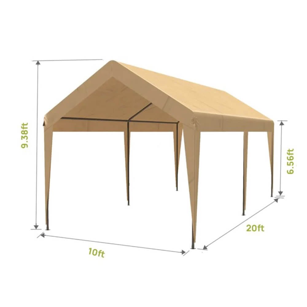 QOMOTOP 10' x 20' Heavy-Duty Carport, Beige