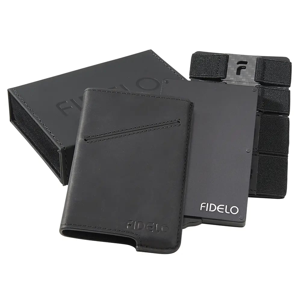 Fidelo RFID Blocking Minimalist Wallet, Black