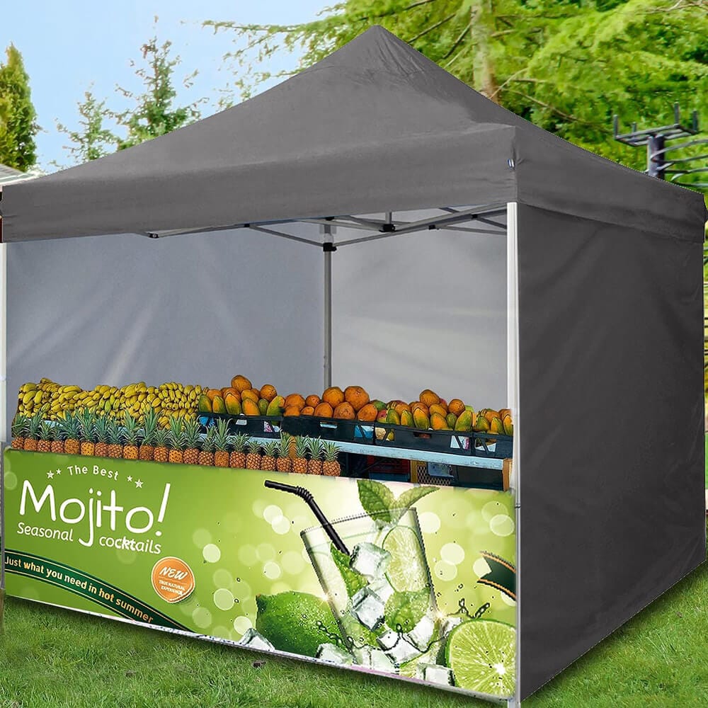 10' x 10' Pop-Up Canopy Tent with 5 Sidewalls, Gray