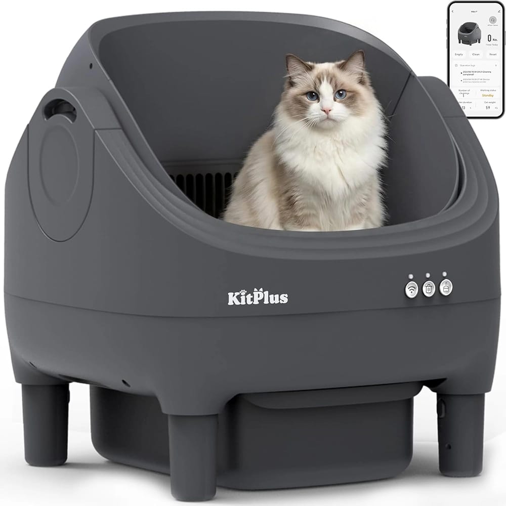KitPlus Self Cleaning Litter Box, Black
