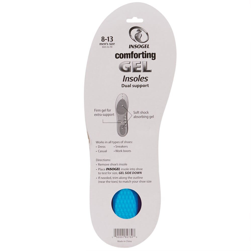 Insogel Comforting Gel Insoles for Men, Sizes 8 to 13