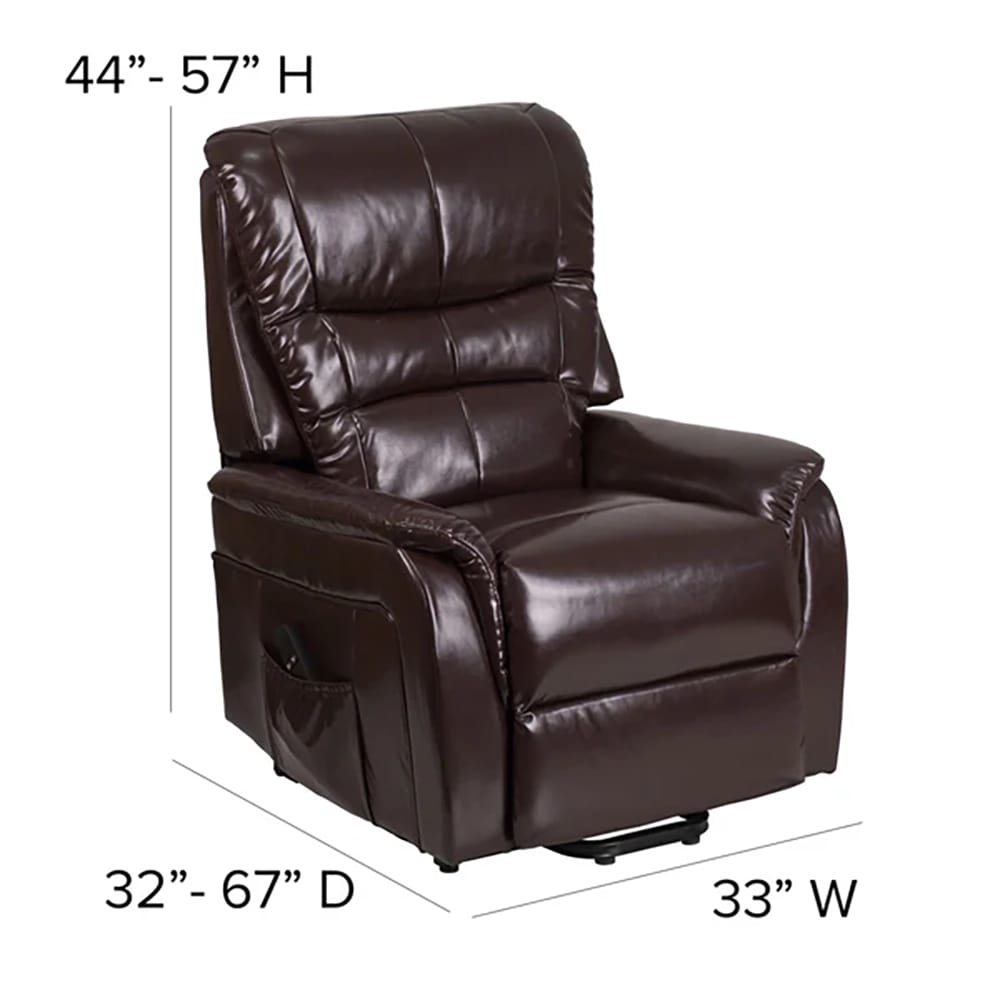 Remote Powered Leather Lift Recliner, Brown