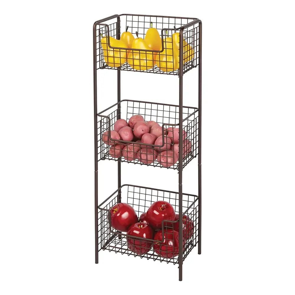 mDesign 3-Tier Vertical Standing Shelving Unit, Bronze