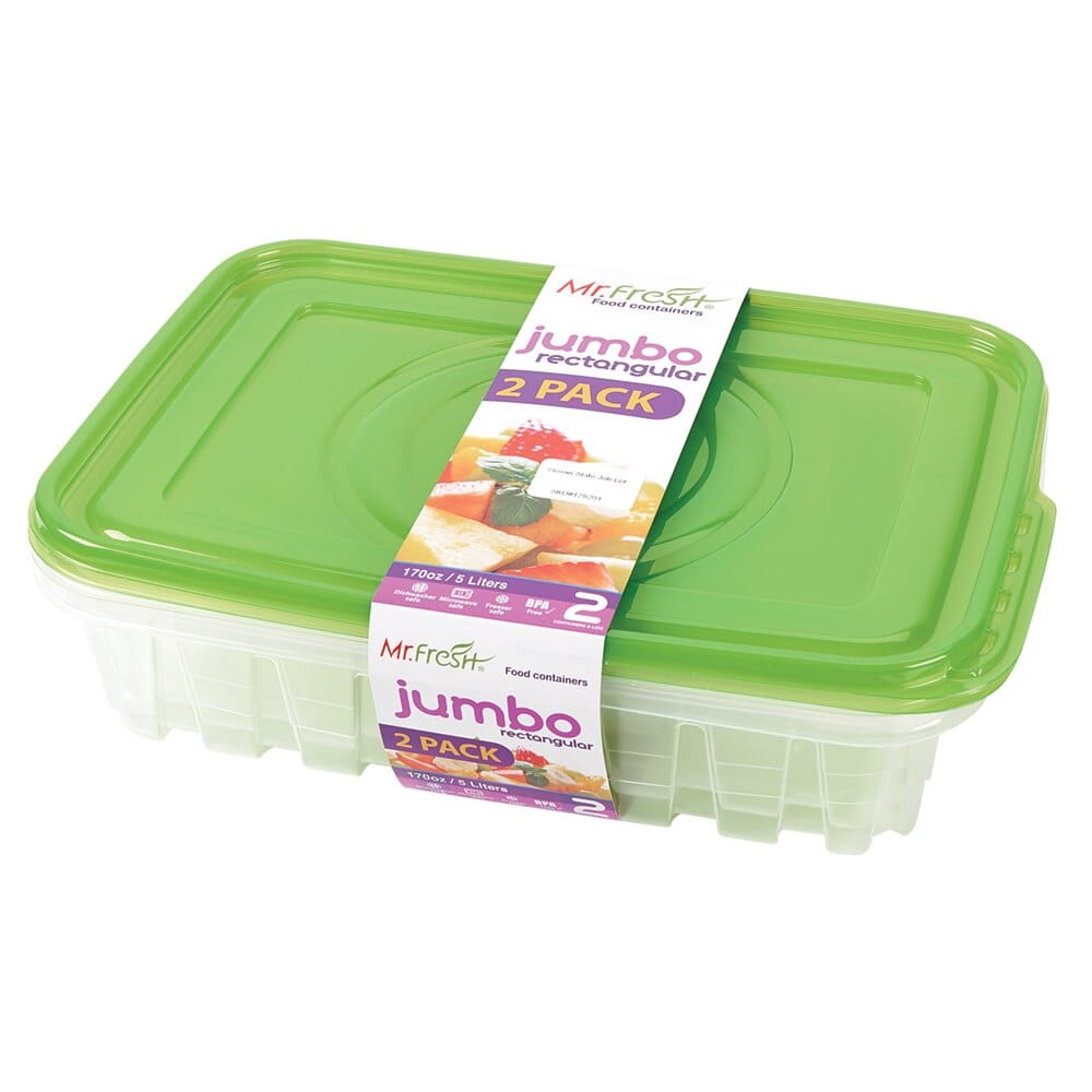 Mr. Fresh Jumbo Rectangular Food Storage Containers, 2 Count