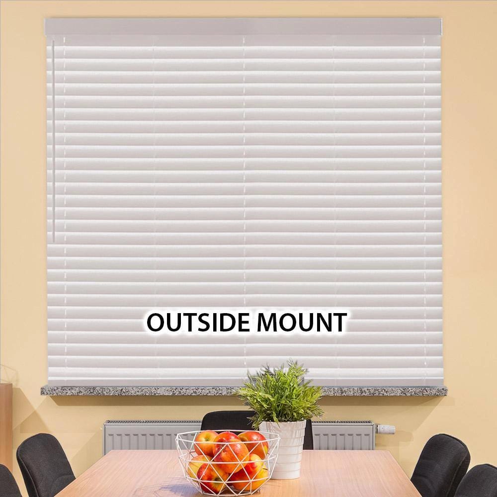 Cordless Faux Wood Blinds with 2" Slats, White, 27" x 48"