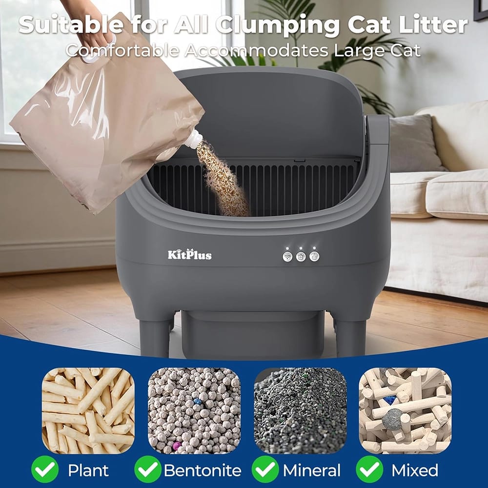 KitPlus Self Cleaning Litter Box, Black